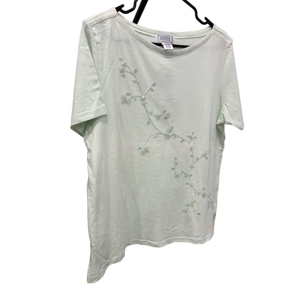 Jennifer Moore NWT Womens Light Green Embroidered Floral Shirt SZ Small - Picture 3 of 10